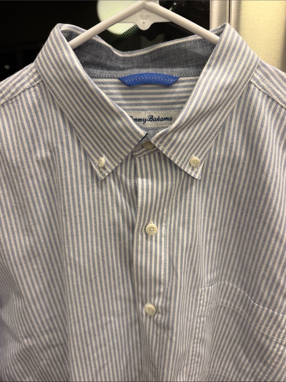 Tommy Bahama Light Blue & White Striped Button-Down Shirt